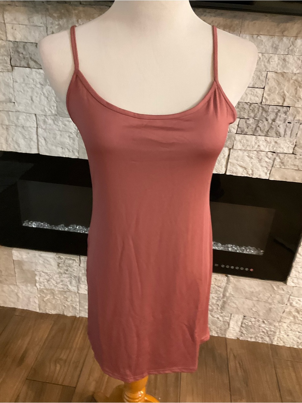 Blu Pepper Mauve Dusty Rose Slip Dress with Thin Spaghetti Straps
